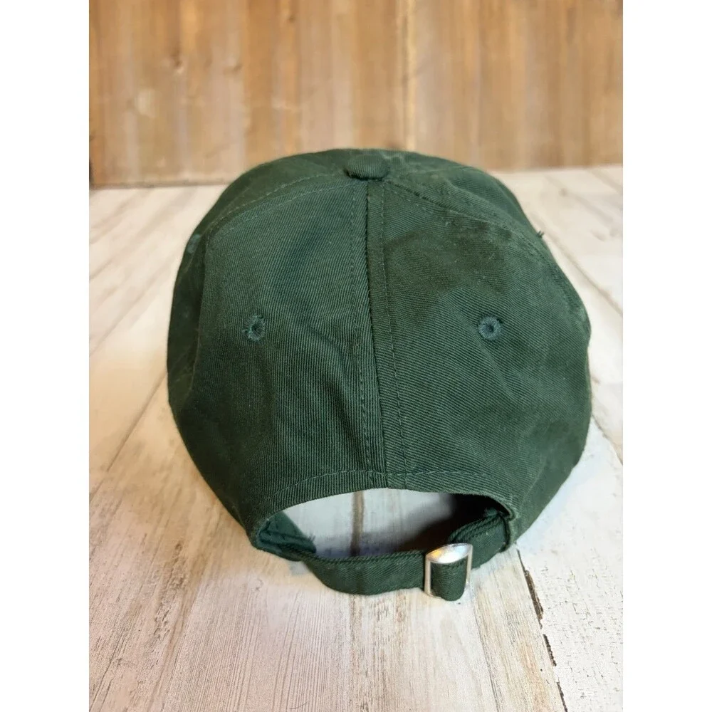 Green Adjustable Cotton Ball Cap Hat, One Size Unisex Adults